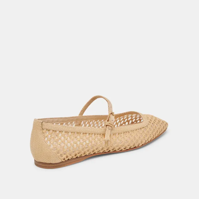 Reyes Wide Ballet Flats Lt Natural Woven Raffia 3