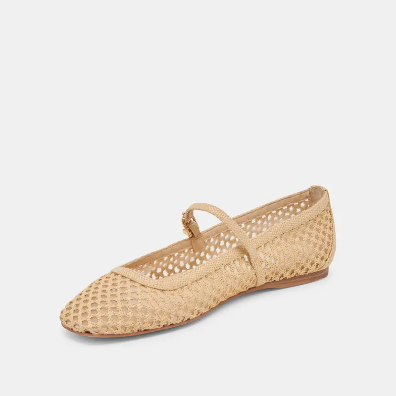 Reyes Wide Ballet Flats Lt Natural Woven Raffia 4
