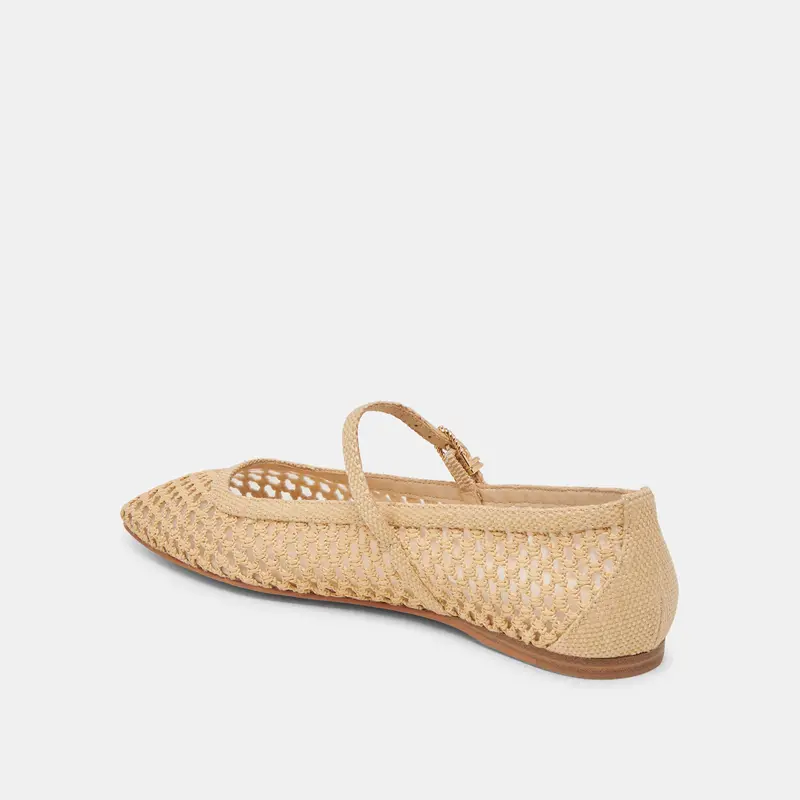 Reyes Wide Ballet Flats Lt Natural Woven Raffia 5