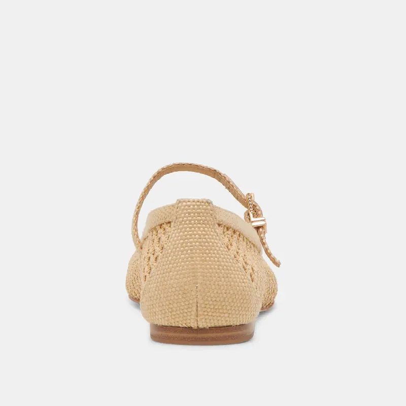 Reyes Wide Ballet Flats Lt Natural Woven Raffia 7