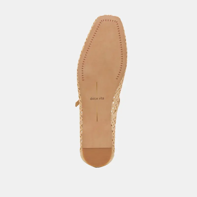 Reyes Wide Ballet Flats Lt Natural Woven Raffia 9