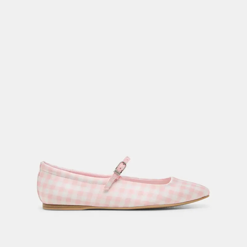 Reyes X Byrdie Golf Wide Ballet Flats Pink Plaid Gingham 1