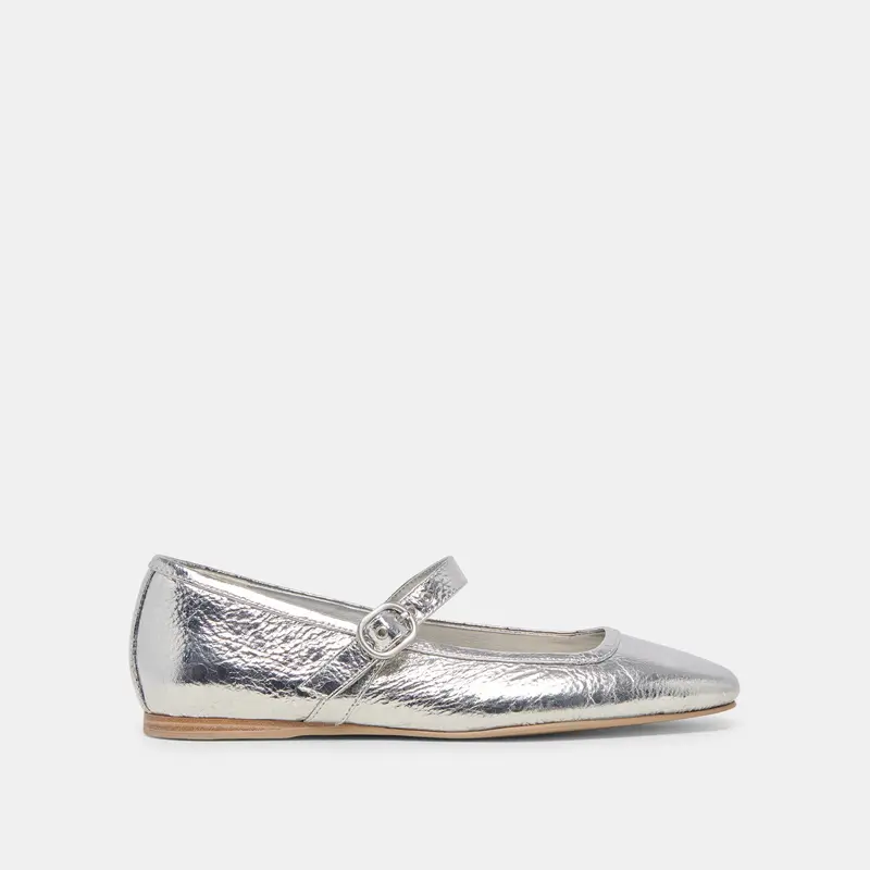 Rodni Ballet Flats Silver Distressed Leather - Re:Vita 1