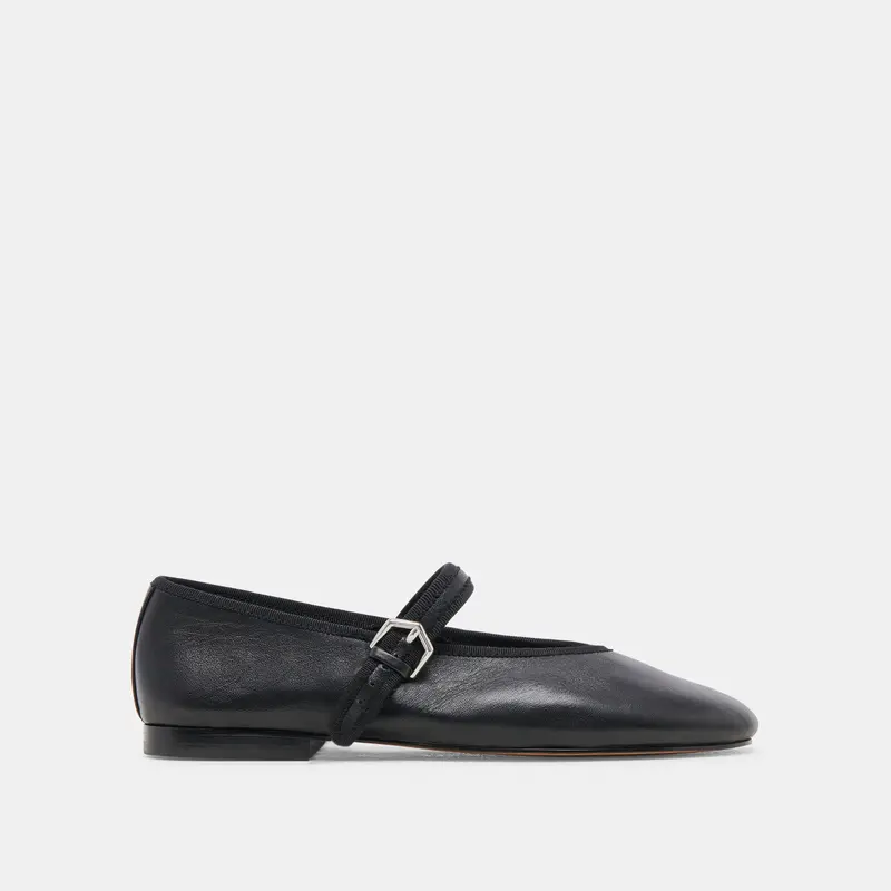 Roslyn Ballet Flats Black Leather 1