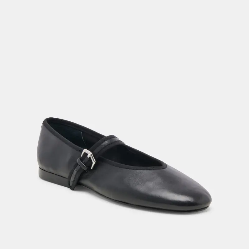 Roslyn Ballet Flats Black Leather 3