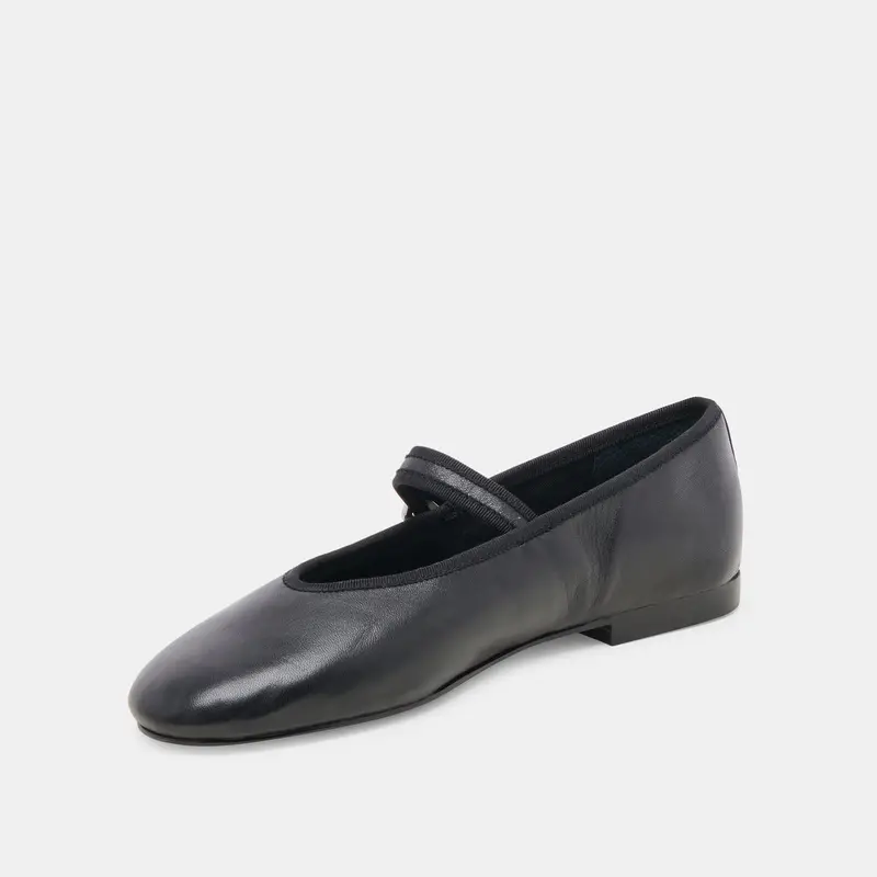 Roslyn Ballet Flats Black Leather 7