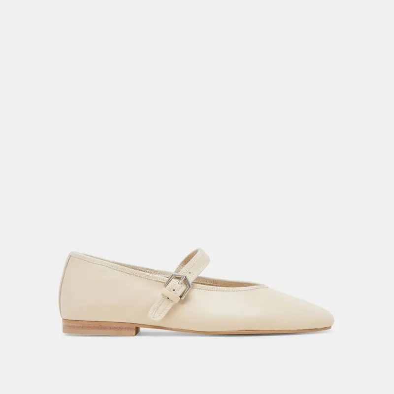 Roslyn Ballet Flats Creme Leather 1