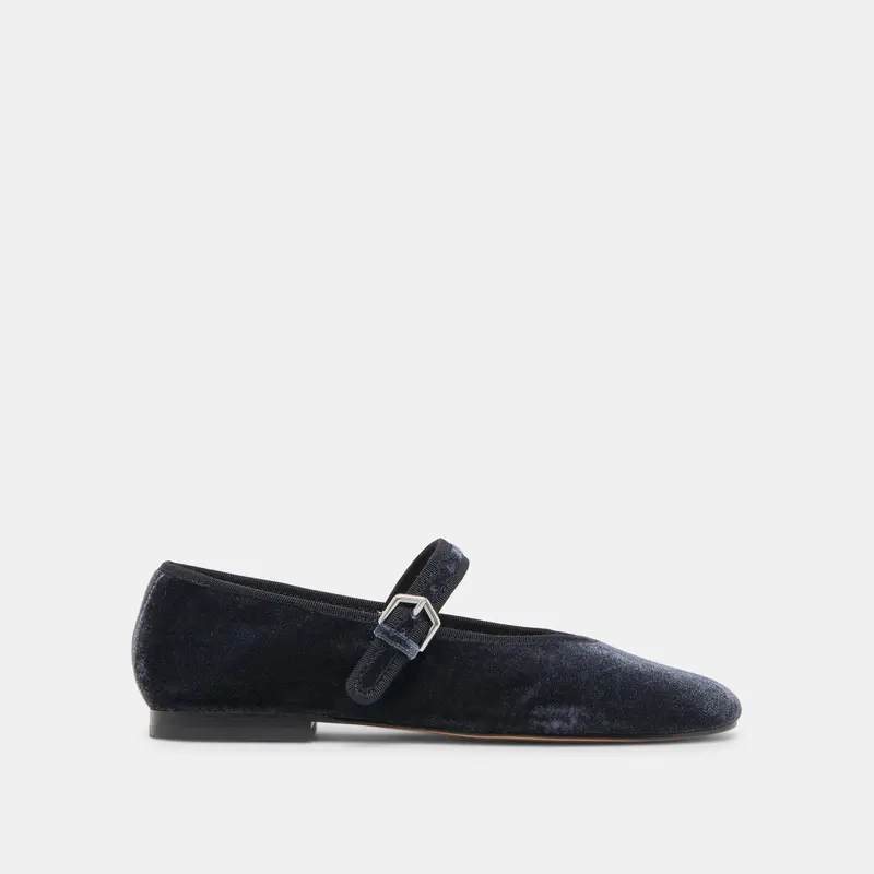 Roslyn Ballet Flats Dusty Blue Velvet 1