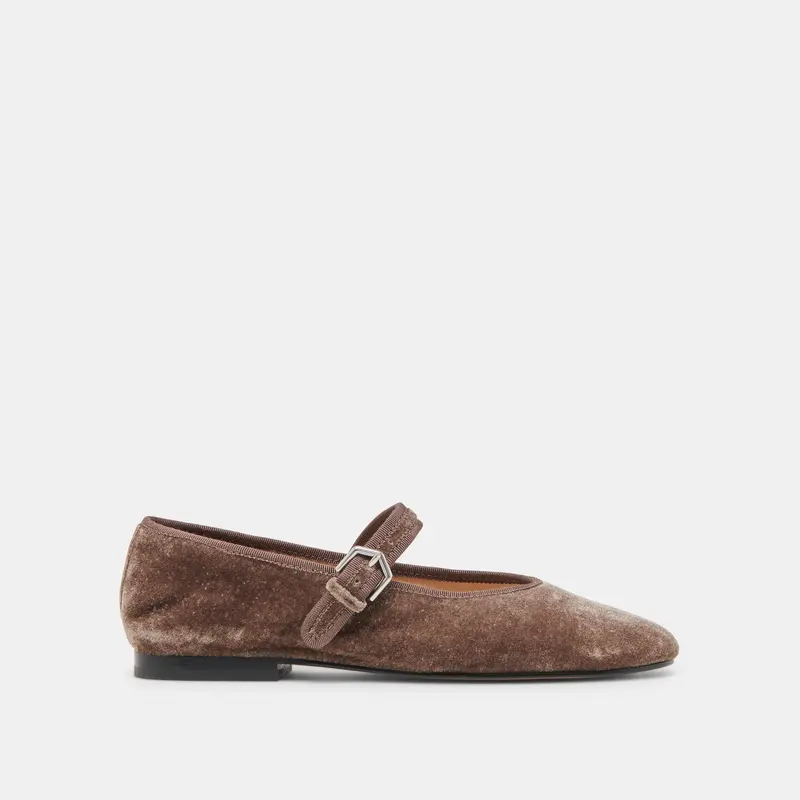 Roslyn Ballet Flats Smoke Velvet 1