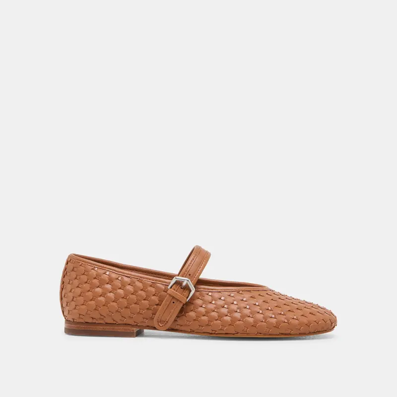 Roslyn Woven Ballet Flats Saddle Woven Leather 1