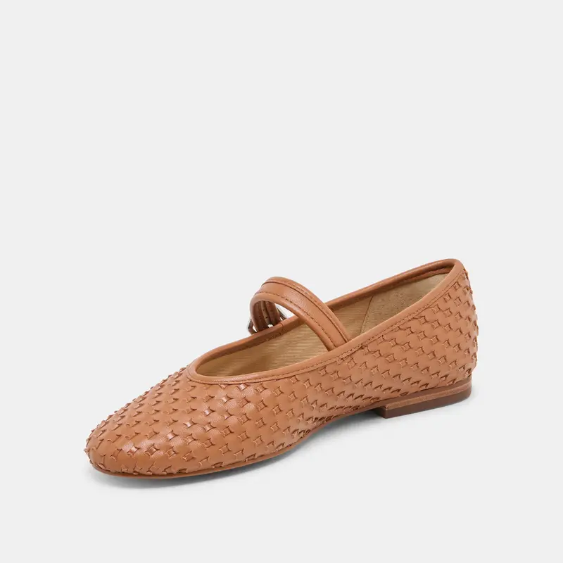 Roslyn Woven Ballet Flats Saddle Woven Leather 6
