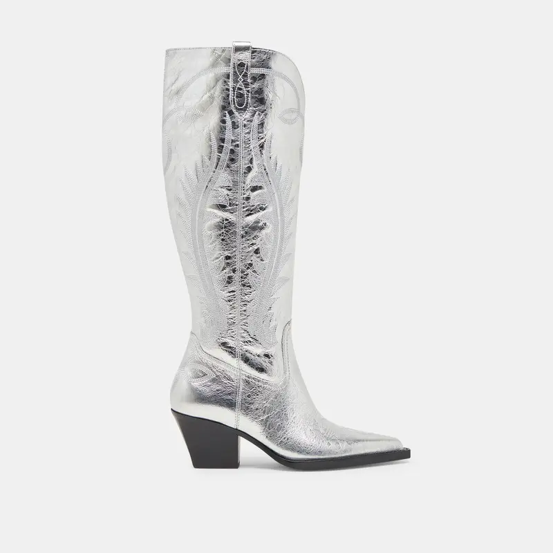 Ryatt Extra Wide Calf Boots Silver Distressed Leather 1