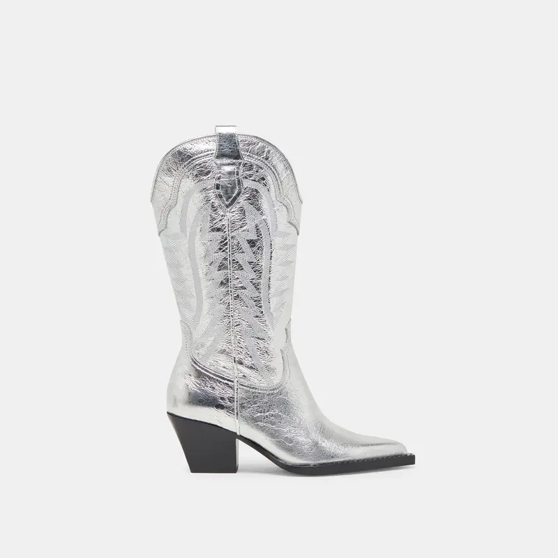Ryland Extra Wide Calf Boots Silver Distressed Leather 1