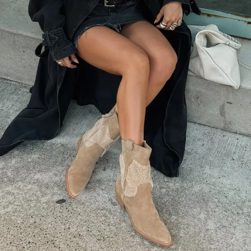 Salil Plush Boots Dk Taupe Suede 2