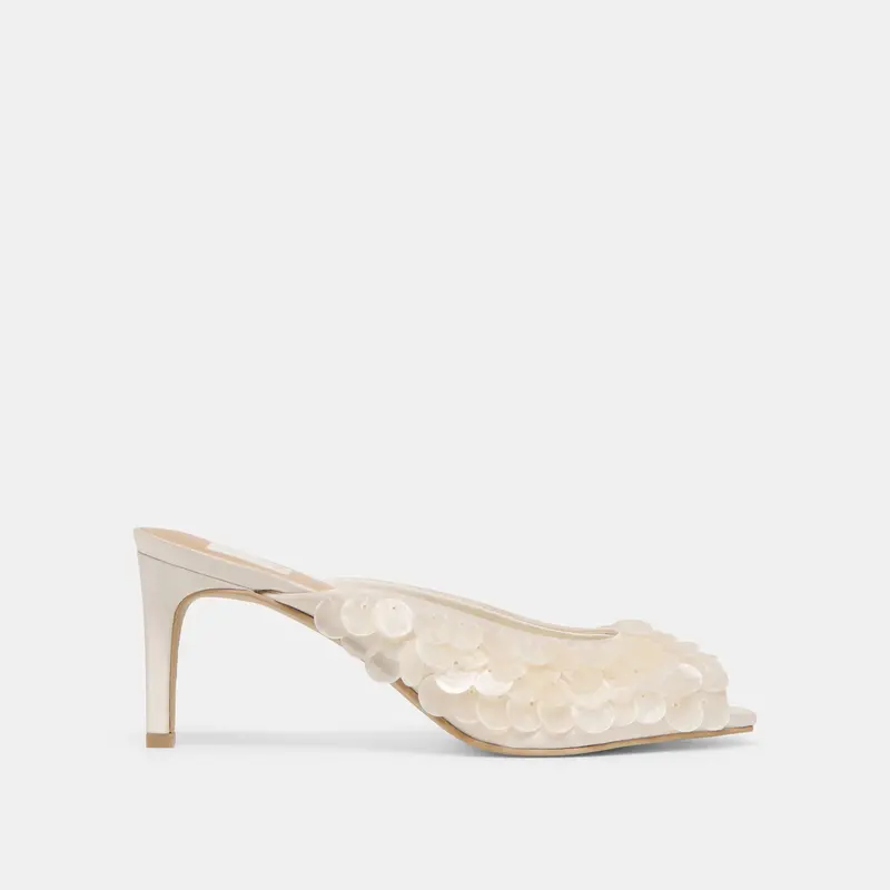 Samary Confetti Heels Off White Satin 1