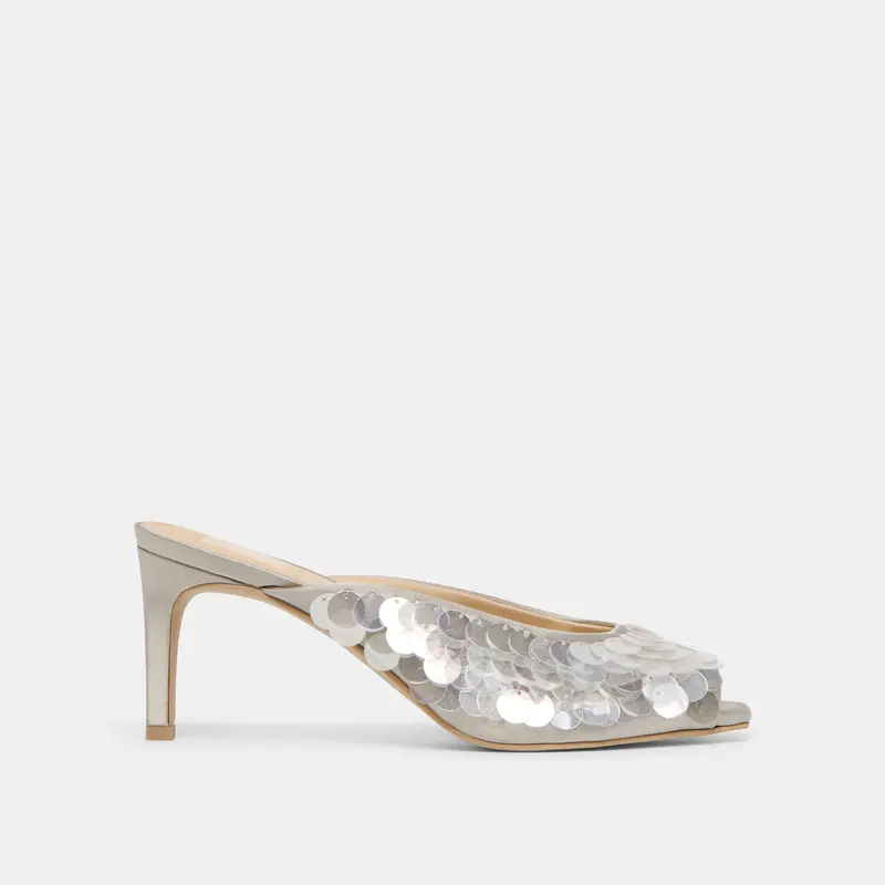 Samary Confetti Heels Silver Satin 1