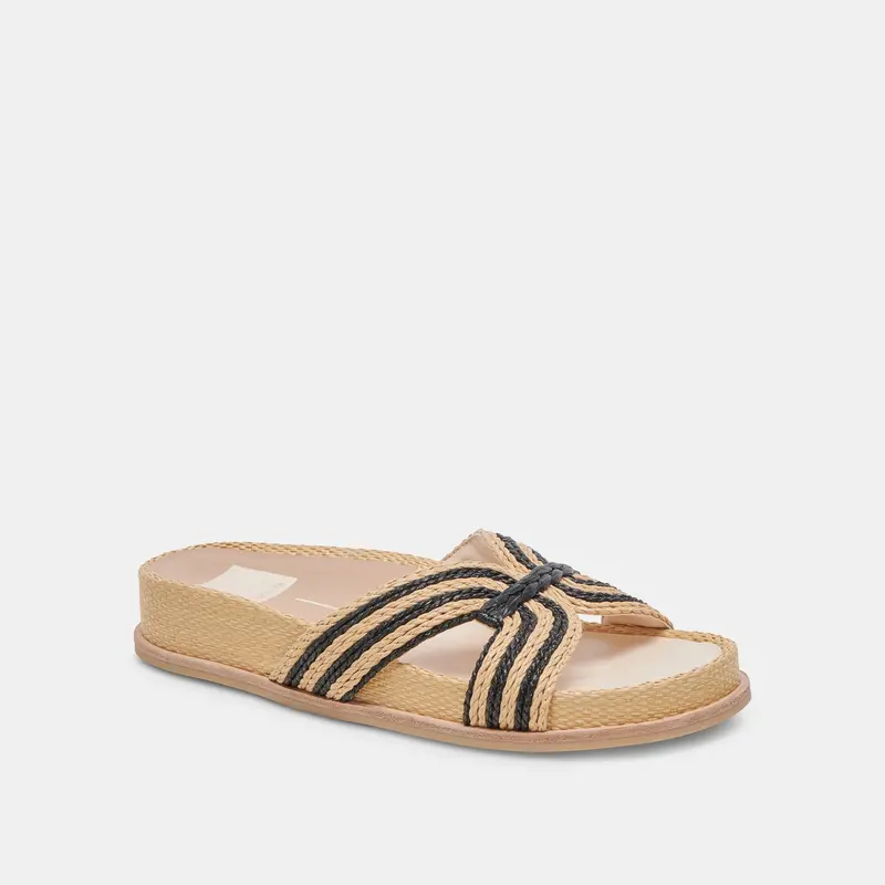 Selda Wide Sandals Natural Black Raffia - Re:Vita 2