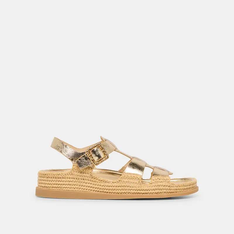 Shenna Sandals Gold Distressed Leather 1