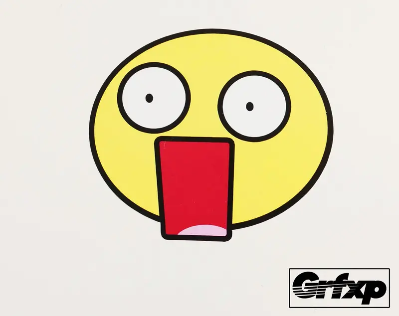 Shocked Mouth Open Emoticon Printed Sticker 1