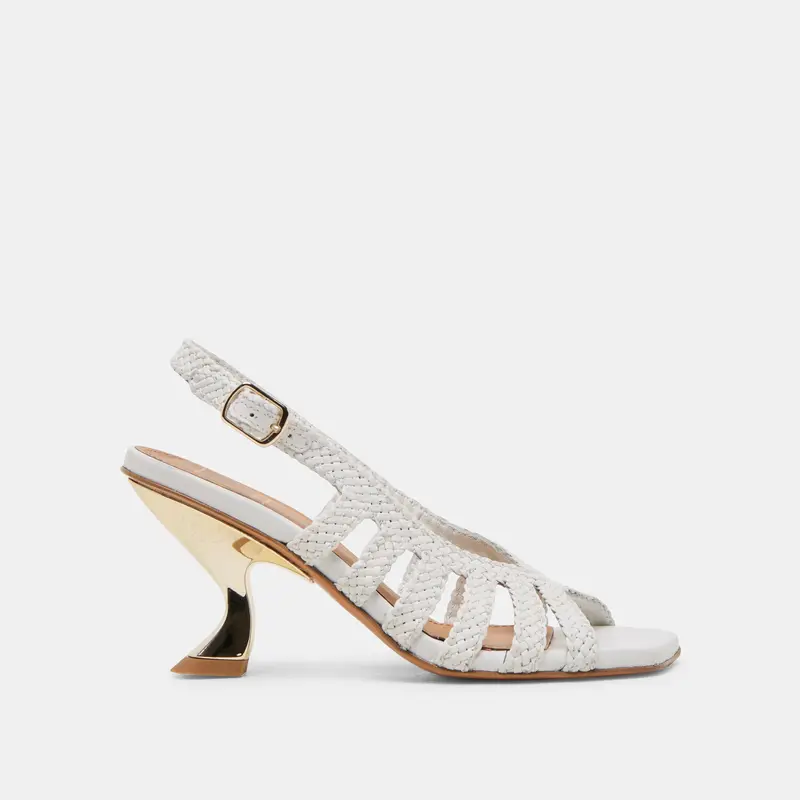 Sicily Heels White Woven Leather 1