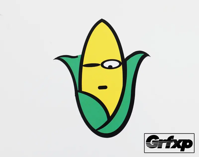 Sketchy Corn Emoji Printed Sticker 1