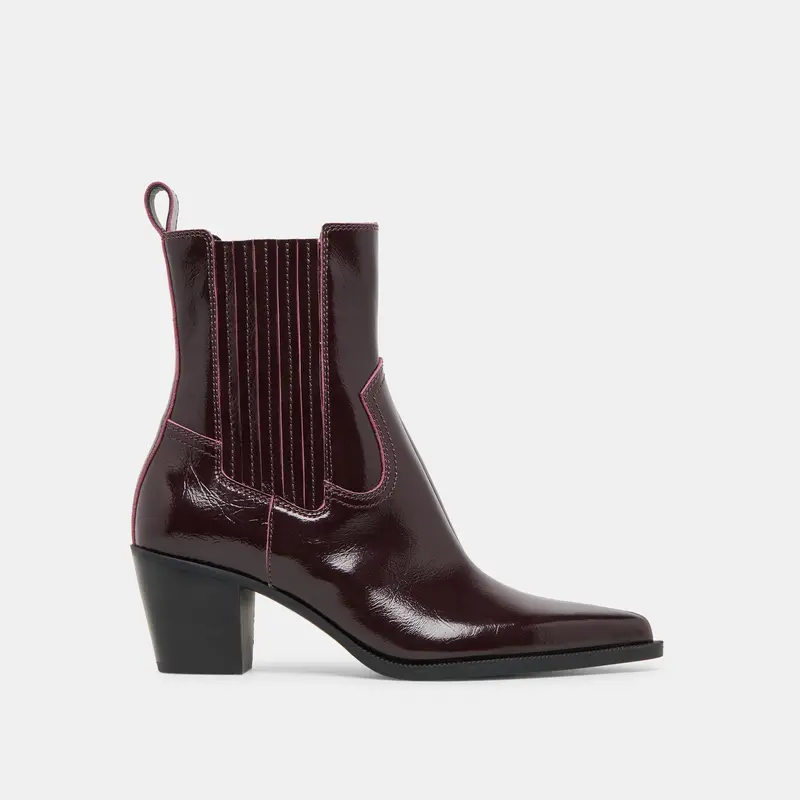 Slim Booties Mulberry Crinkle Patent 1