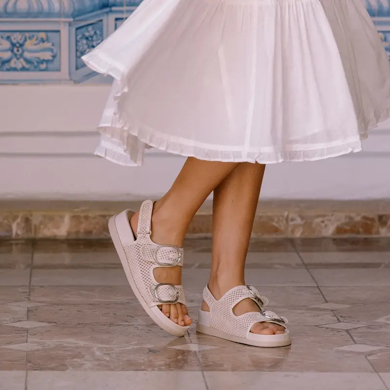 Starla Mesh Sandals Creme Woven Mesh 5