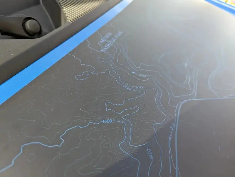 Stealth Black Arches National Park Topographic Map Hood Overlay (Printed Series) For 2021+ Bronco 2