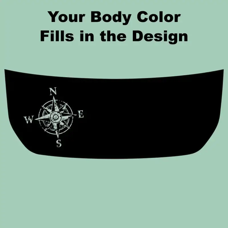 Stealth Black Compass Rose Hood Overlay (Printed Series) For 2021+ Bronco 4