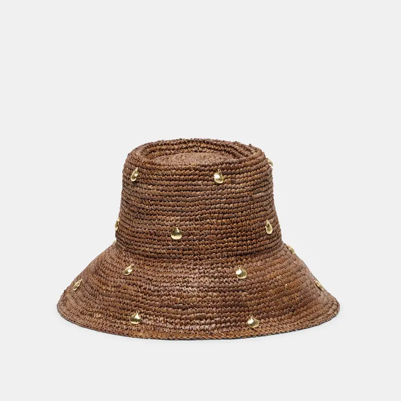 Straw Cloche With Charms Brown 1