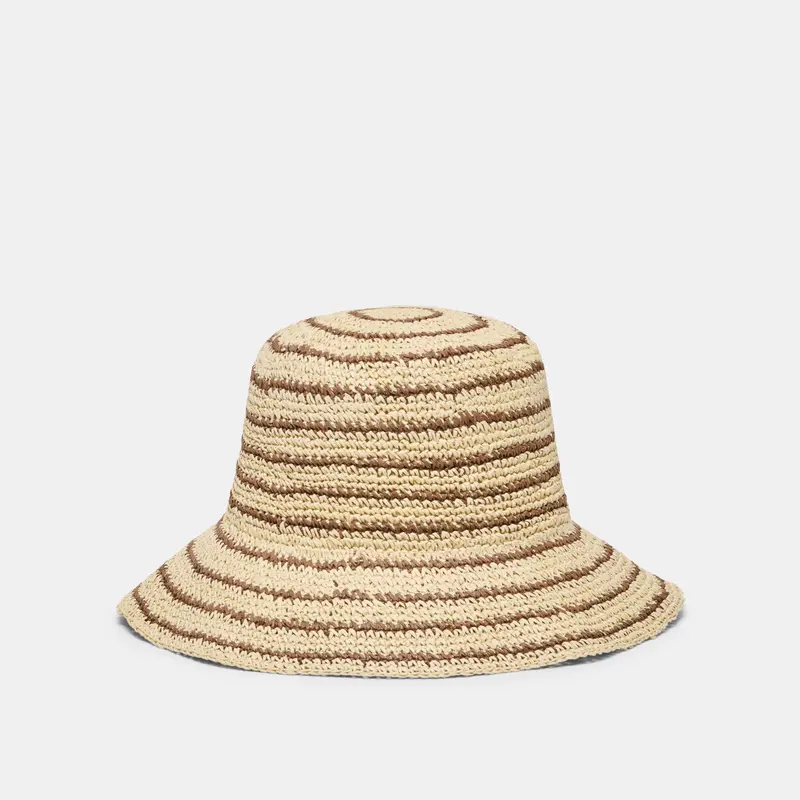 Striped Straw Cloche Brown Natural 1