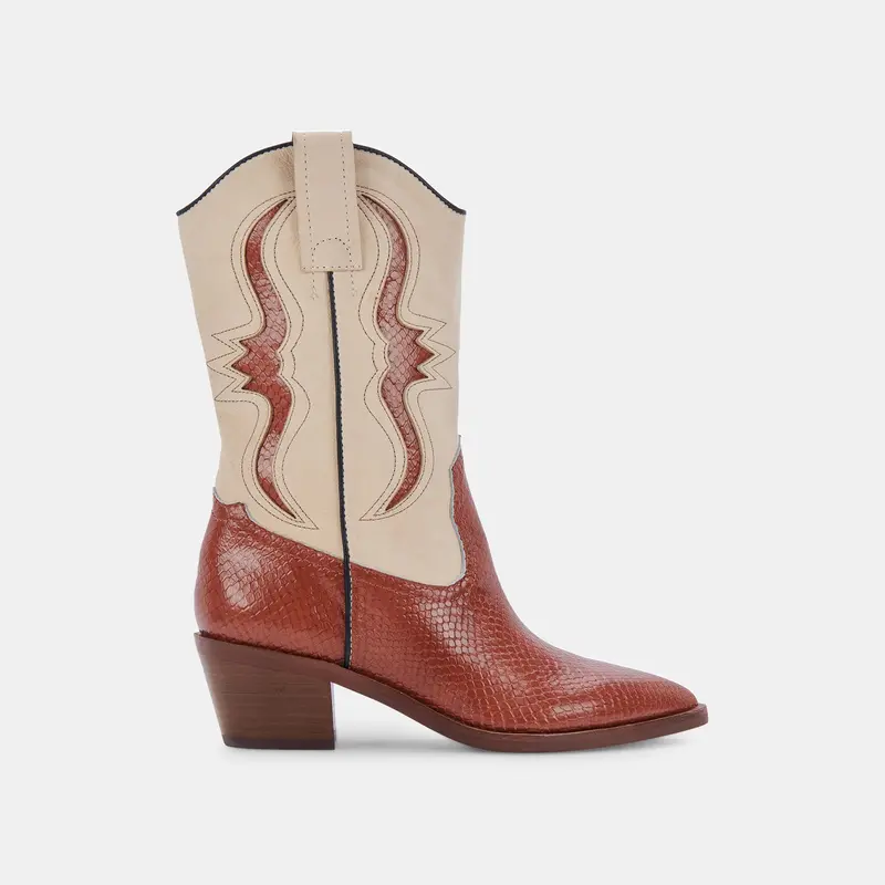 Suzzy Boots Brown Embossed Leather - Re:Vita 1