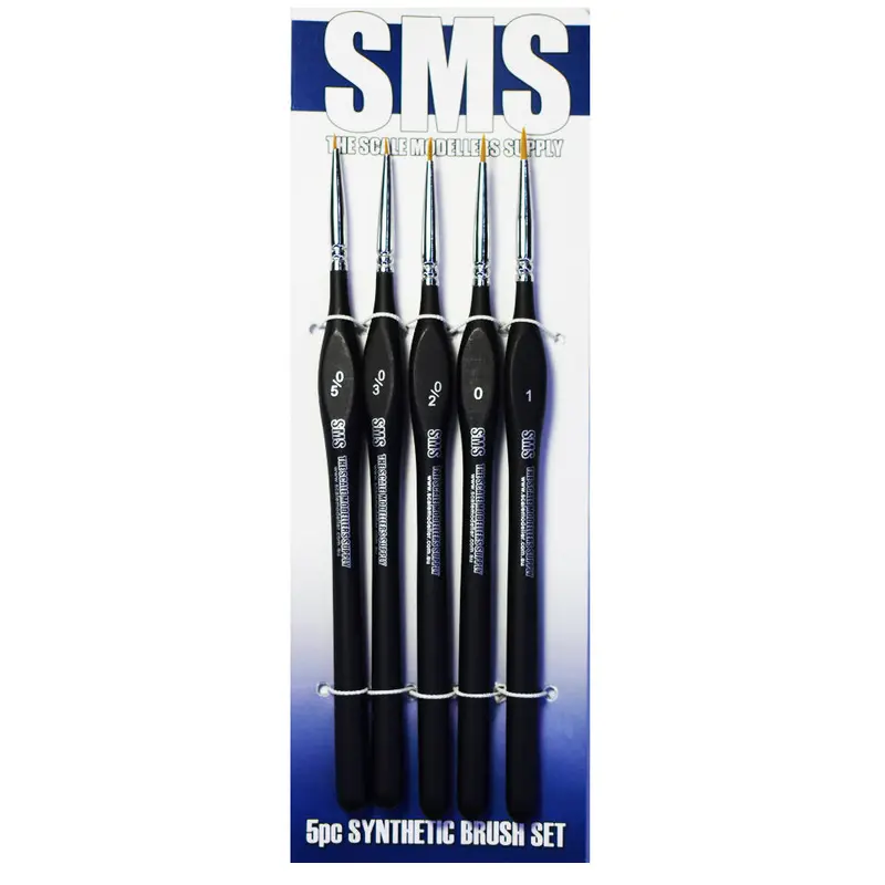 Synthetic Paint Brush Set (5-Pack) -- Ergonomic Tri-Grip -- Sms Paints 1