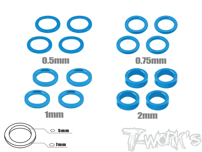 Ta-046 Aluminum 5Mm Bore Washer Set  0.5, 0.75 ,1 ,2Mm Each 4Pcs. 1