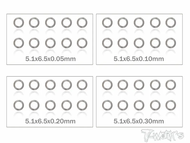 Ta-095-5 5Mm Shim Washer Set ( 0.05,0.1,0.2,0.3Mm Each 10Pcs. ) 1