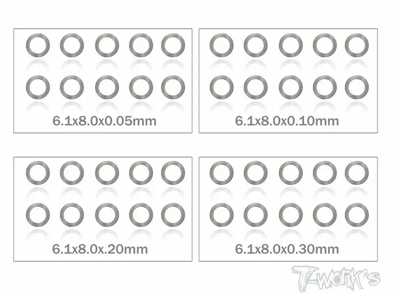 Ta-095-6 6Mm Shim Washer Set ( 0.05,0.1,0.2,0.3Mm Each 10Pcs. ) 1