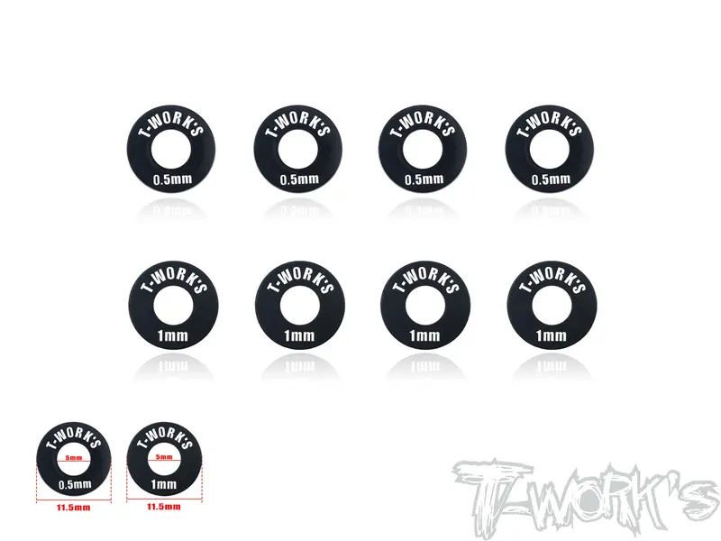 Ta-102Bk  Aluminum 5Mm Bore Wheel Shim Set 0.5/1Mm Each 4 Pcs. ( Black ) 1