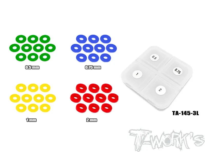 Ta-145-3L    Pom 3 X 8Mm Bore Washer Set 0.5,0.75, 1，2Mm Each 10Pcs. 1