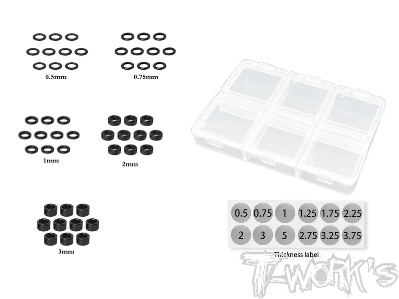 Ta-159-Bk     Aluminum Shim Set 3 X 5 X 0.5/0.75/1/2/3Mm  ( Black ) Each 10Pcs. 1