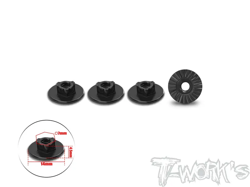 Ta-165-A-Bk   7075-T6 Alum. Ultra Light Weight 14Mm Extra Large-Contact Serrated Wheel Nut ( Black ) 4Pcs. 1