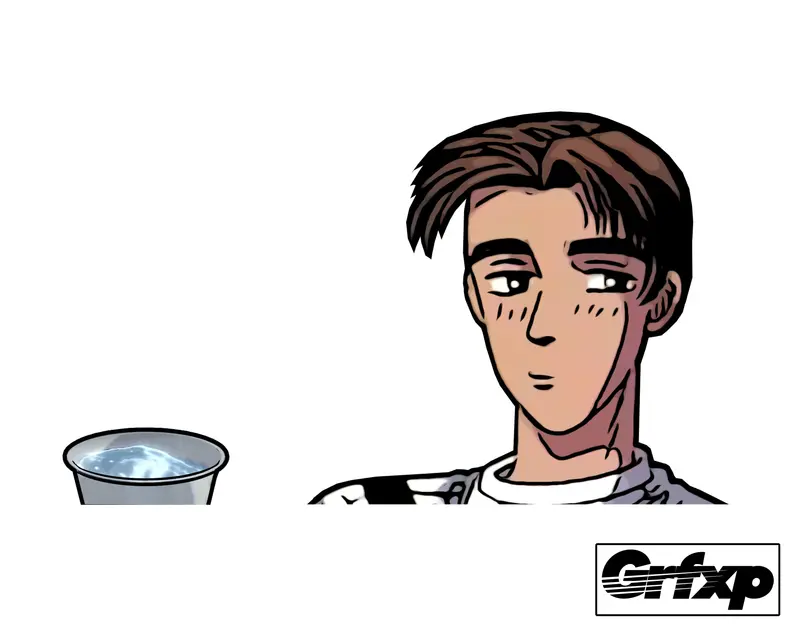 Takumi With Water Cup Printed Sticker 1