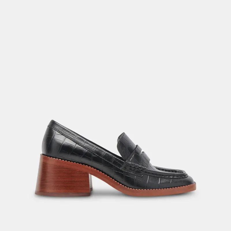 Talie Loafers Noir Embossed Leather - Re:Vita 1