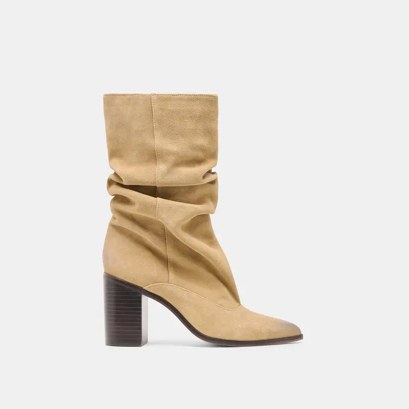 Talina Wide Calf Boots Dk Taupe Suede 1