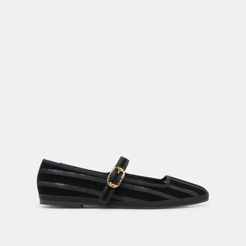 Tameka Ballet Flats Black Stripe Mesh 1