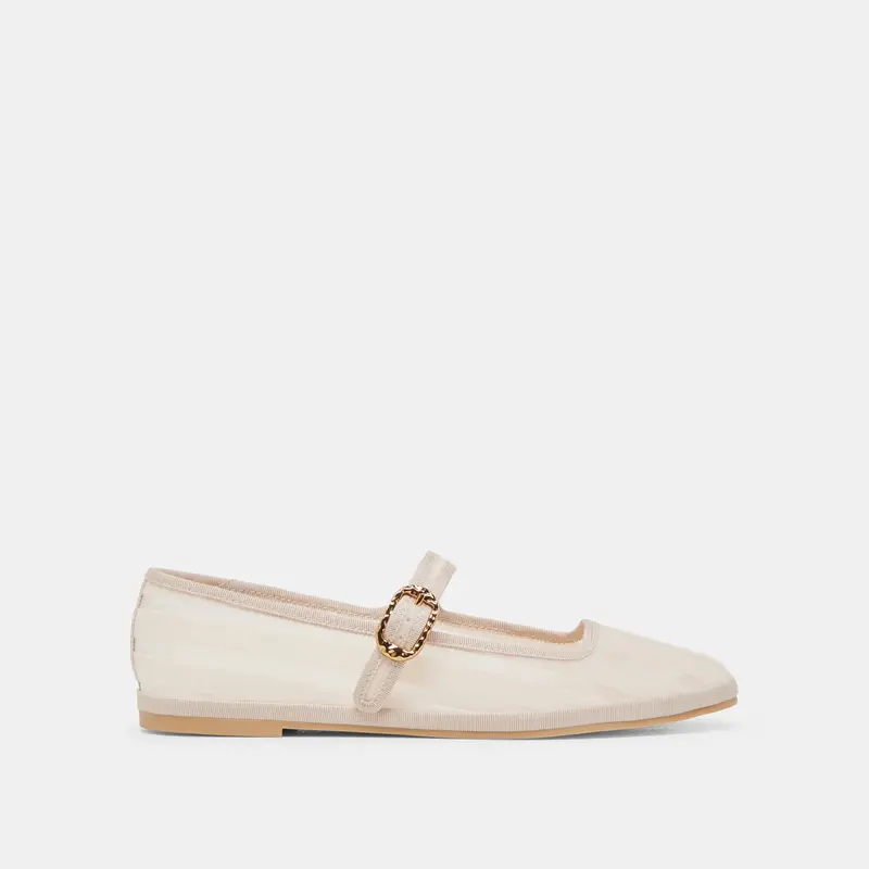 Tameka Ballet Flats Bone Stripe Mesh 1