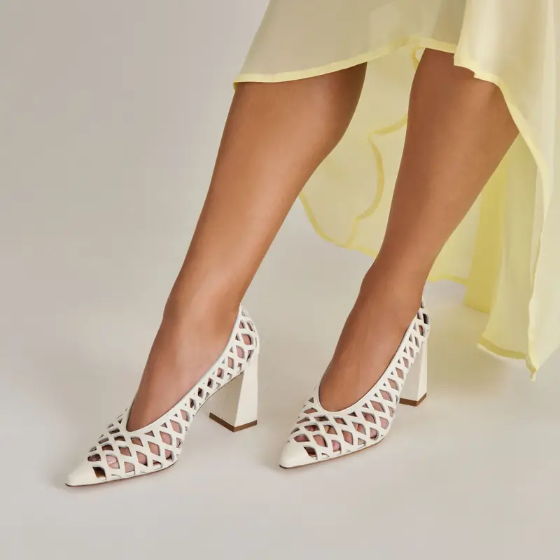 Tanya Heels Bone Woven Leather 2