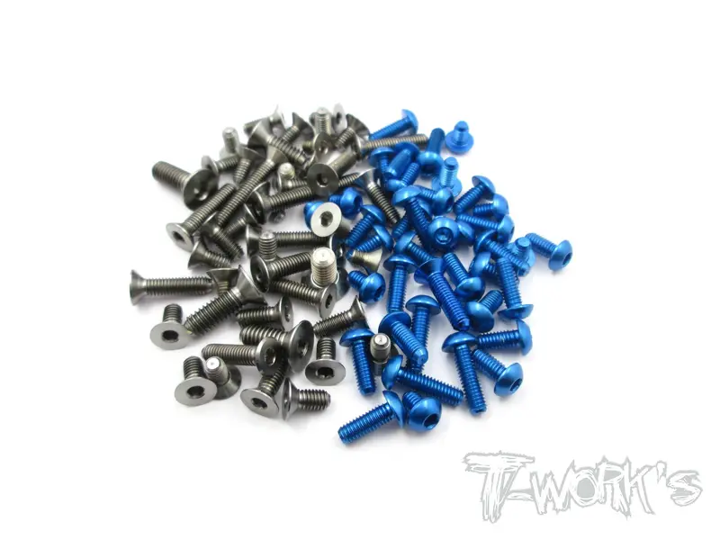 Tass-R12c3  64 Titanium &7075-T6 Blue Anodized Alum Screw Set 47Pcs. (For Yokomo R12 C3) 1