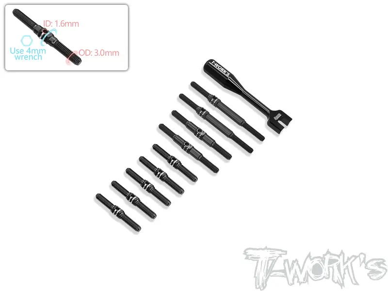 Tbb-Tc8 	 64 Titanium Black Coating Turnbuckle Set( For Team Associated Tc8 ) 1