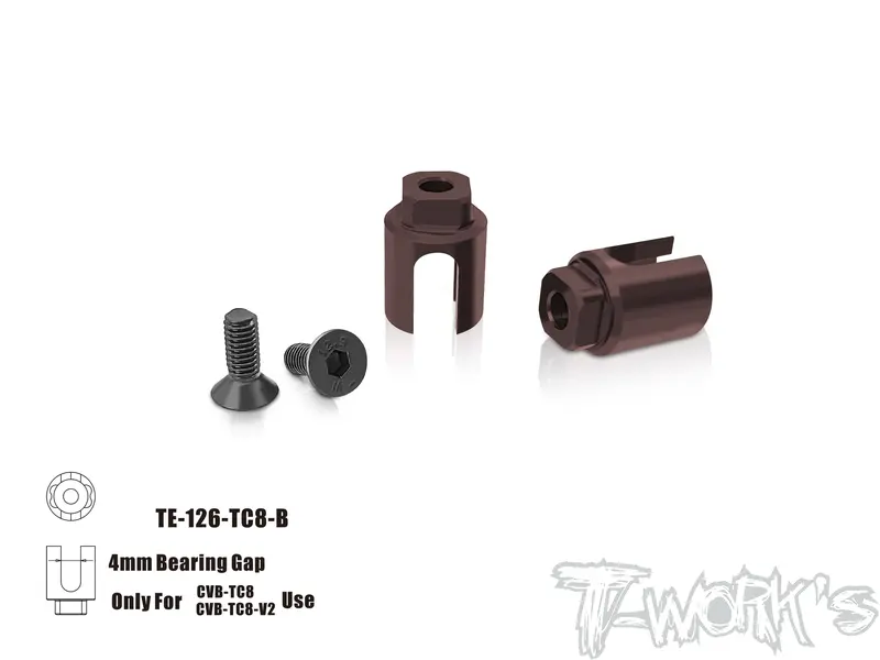 Te-126-Tc8-B	Spring Steel Front Spool Cups Bb Adapter ( For Team Associated Tc8 ) Only Use T-Work's Ecs Bb Drive Shaft 1