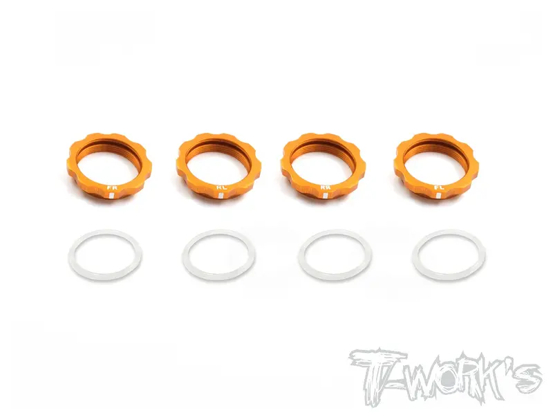 Te-161O 7075-T6 Alum. Shock Adjustable Nut With Mark （Orange）（ For Xray T4 '19 / T4'20 ) 4Pcs. 1